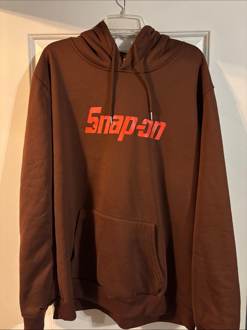Snap-On Brown Hoodie with Red Logo